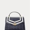 Naisten laivastonhousut Ralph Lauren Nappan nahkaiset keskikokoiset Farrah-laukut Naisten laivastonhousut Ralph Lauren Nappan nahkaiset keskikokoiset Farrah-laukut