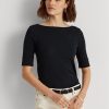 Naisten laivastonruskeat Ralph Lauren -puuvillaneulepuserot Naisten laivastonruskeat Ralph Lauren -puuvillaneulepuserot