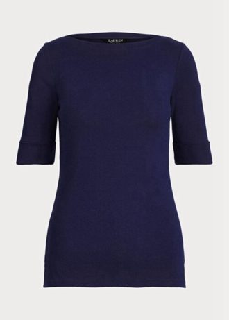 Naisten laivastonruskeat Ralph Lauren -puuvillaneulepuserot Naisten laivastonruskeat Ralph Lauren -puuvillaneulepuserot