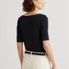 Naisten laivastonruskeat Ralph Lauren -puuvillaneulepuserot Naisten laivastonruskeat Ralph Lauren -puuvillaneulepuserot