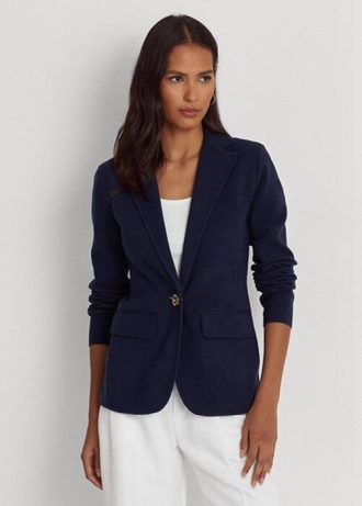 Naisten laivastonruskeat Ralph Lauren -puuvillasekoitusbleiserit Naisten laivastonruskeat Ralph Lauren -puuvillasekoitusbleiserit