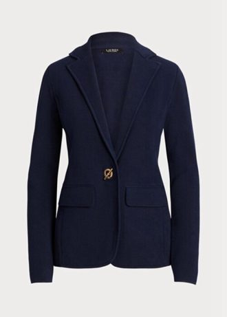 Naisten laivastonruskeat Ralph Lauren -puuvillasekoitusbleiserit Naisten laivastonruskeat Ralph Lauren -puuvillasekoitusbleiserit