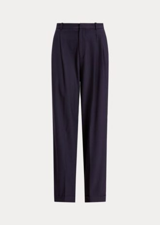 Naisten laivastonruskeat Ralph Lauren suoralahkeiset villasekoitehousut Naisten laivastonruskeat Ralph Lauren suoralahkeiset villasekoitehousut