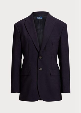 Naisten laivastonruskeat Ralph Lauren -villasekoitusbleiserit Naisten laivastonruskeat Ralph Lauren -villasekoitusbleiserit
