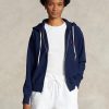 Naisten laivastonvärinen Ralph Lauren Fleece -huppari koko vetoketjulla Naisten laivastonvärinen Ralph Lauren Fleece -huppari koko vetoketjulla