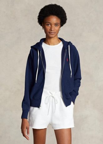 Naisten laivastonvärinen Ralph Lauren Fleece -huppari koko vetoketjulla Naisten laivastonvärinen Ralph Lauren Fleece -huppari koko vetoketjulla