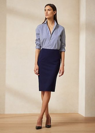 Naisten laivastonväriset Ralph Lauren Cindy -villaiset kreppihameet