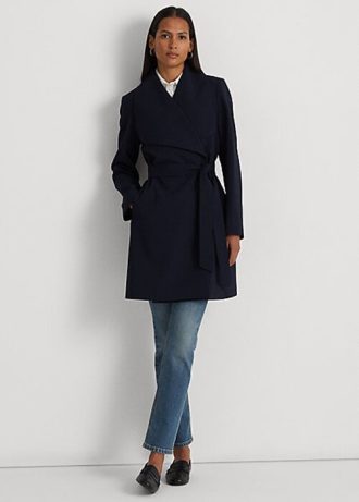 Naisten laivastonväriset Ralph Lauren Crepe Wrap -takit Naisten laivastonväriset Ralph Lauren Crepe Wrap -takit