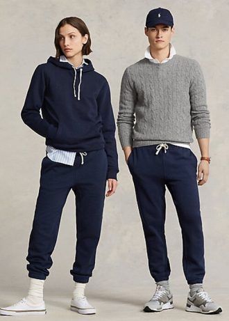 Naisten laivastonväriset Ralph Lauren -fleece-swetarihousut