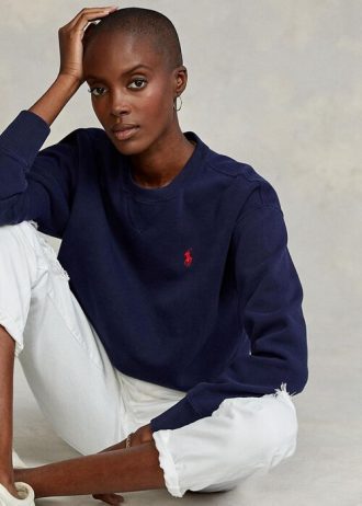 Naisten laivastonväriset Ralph Lauren -fleece-villapusero Naisten laivastonväriset Ralph Lauren -fleece-villapusero