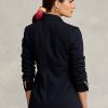 Naisten laivastonväriset Ralph Lauren -neulotut kaksiriviset bleiserit Naisten laivastonväriset Ralph Lauren -neulotut kaksiriviset bleiserit