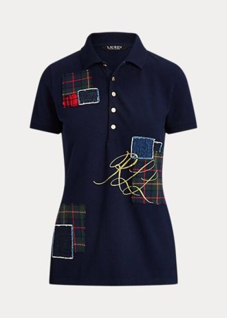 Naisten laivastonväriset Ralph Lauren Patchwork pikeevät poolopaidat