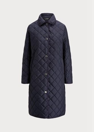 Naisten laivastonväriset Ralph Lauren pitkät tikatut takit Naisten laivastonväriset Ralph Lauren pitkät tikatut takit