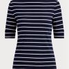 Naisten laivastonväriset Ralph Lauren -raidalliset venepäälliset topit