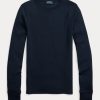 Naisten laivastonväriset Ralph Lauren -resorit mokkanahalla ja pitkähihaiset T-paidat Naisten laivastonväriset Ralph Lauren -resorit mokkanahalla ja pitkähihaiset T-paidat