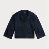 Naisten laivastonväriset Ralph Laurenin rajatut indigo-puuvillatakit Naisten laivastonväriset Ralph Laurenin rajatut indigo-puuvillatakit