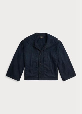 Naisten laivastonväriset Ralph Laurenin rajatut indigo-puuvillatakit Naisten laivastonväriset Ralph Laurenin rajatut indigo-puuvillatakit
