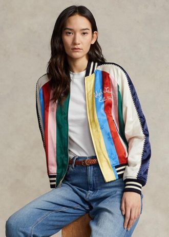 Naisten moniväriset Ralph Lauren -raidalliset satiinitakit Naisten moniväriset Ralph Lauren -raidalliset satiinitakit