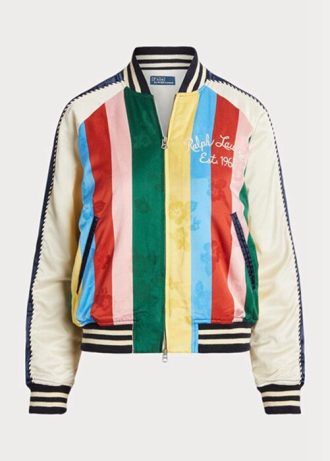 Naisten moniväriset Ralph Lauren -raidalliset satiinitakit Naisten moniväriset Ralph Lauren -raidalliset satiinitakit