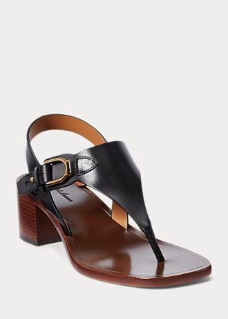 Naisten mustat Ralph Lauren Julie Welington vasikkanahkasandaalit Naisten mustat Ralph Lauren Julie Welington vasikkanahkasandaalit