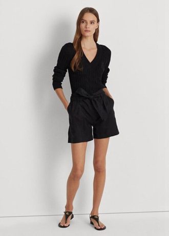 Naisten mustat Ralph Lauren -pellalliset shortsit Naisten mustat Ralph Lauren -pellalliset shortsit