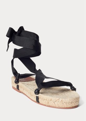 Naisten mustat Ralph Lauren -sandaalit Naisten mustat Ralph Lauren -sandaalit
