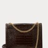 Naisten suklaa Ralph Lauren Polo ID Croc-kuvioitu kirjekuoriketju käsilaukku Naisten suklaa Ralph Lauren Polo ID Croc-kuvioitu kirjekuoriketju käsilaukku