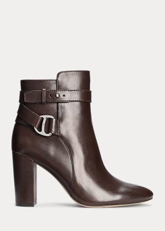 Naisten suklaahousut Ralph Lauren Madelyn kiillotetut nahkasaappaat Naisten suklaahousut Ralph Lauren Madelyn kiillotetut nahkasaappaat