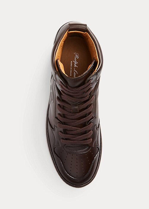 Naisten suklaata Ralph Lauren Jaemyn Calfskin High-Top tennarit Naisten suklaata Ralph Lauren Jaemyn Calfskin High-Top tennarit