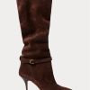 Naisten suklaata Ralph Lauren Zoe Tall Sueded vasikanahkaiset saappaat Naisten suklaata Ralph Lauren Zoe Tall Sueded vasikanahkaiset saappaat