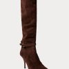 Naisten suklaata Ralph Lauren Zoe Tall Sueded vasikanahkaiset saappaat Naisten suklaata Ralph Lauren Zoe Tall Sueded vasikanahkaiset saappaat