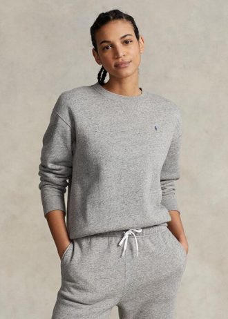 Naisten tummanharmaat Ralph Lauren -fleece-neulepuserot Naisten tummanharmaat Ralph Lauren -fleece-neulepuserot