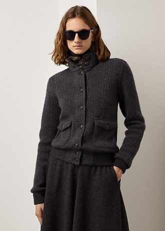 Naisten tummanharmaat Ralph Lauren Glen Plaid Cashmere -takit Naisten tummanharmaat Ralph Lauren Glen Plaid Cashmere -takit