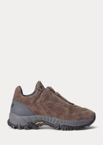 Naisten tummanharmaat Ralph Lauren Grayson Calf-Suede vetoketjulliset tennarit Naisten tummanharmaat Ralph Lauren Grayson Calf-Suede vetoketjulliset tennarit
