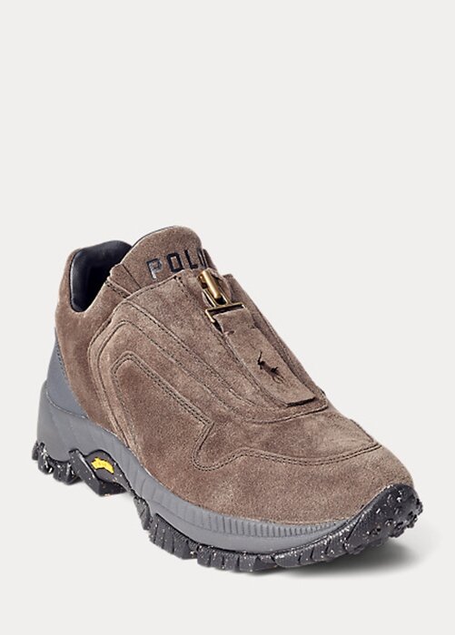 Naisten tummanharmaat Ralph Lauren Grayson Calf-Suede vetoketjulliset tennarit Naisten tummanharmaat Ralph Lauren Grayson Calf-Suede vetoketjulliset tennarit