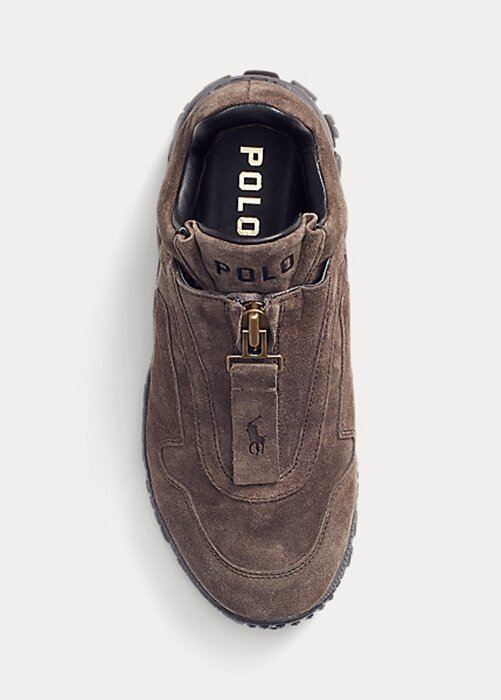 Naisten tummanharmaat Ralph Lauren Grayson Calf-Suede vetoketjulliset tennarit Naisten tummanharmaat Ralph Lauren Grayson Calf-Suede vetoketjulliset tennarit