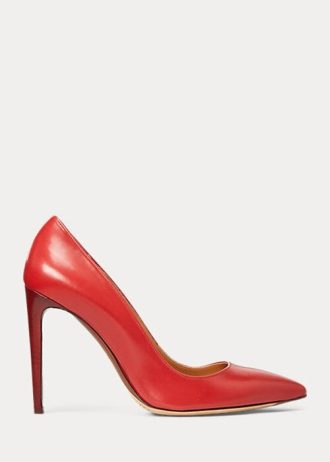 Naisten tummanpunaiset Ralph Lauren Celia Calfskin -korkokengät Naisten tummanpunaiset Ralph Lauren Celia Calfskin -korkokengät