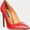 Naisten tummanpunaiset Ralph Lauren Celia Calfskin -korkokengät Naisten tummanpunaiset Ralph Lauren Celia Calfskin -korkokengät