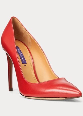 Naisten tummanpunaiset Ralph Lauren Celia Calfskin -korkokengät Naisten tummanpunaiset Ralph Lauren Celia Calfskin -korkokengät