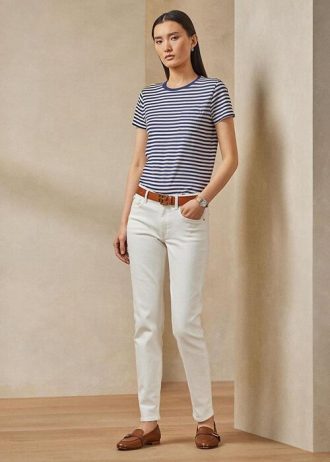 Naisten valkoiset Ralph Lauren 400 Matchstick -farkut