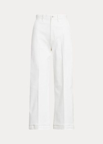 Naisten valkoiset Ralph Lauren Chino -leveälahkeiset housut Naisten valkoiset Ralph Lauren Chino -leveälahkeiset housut