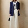 Naisten valkoiset Ralph Lauren Elaine Silk Shantung leveälahkeiset housut Naisten valkoiset Ralph Lauren Elaine Silk Shantung leveälahkeiset housut