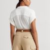 Naisten valkoiset Ralph Lauren Eyelet Voile lyhythihaiset puserot Naisten valkoiset Ralph Lauren Eyelet Voile lyhythihaiset puserot