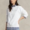Naisten valkoiset Ralph Lauren -fleece-neulepuserot Naisten valkoiset Ralph Lauren -fleece-neulepuserot