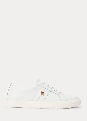 Naisten valkoiset Ralph Lauren Janson II Action -nahkaiset tennarit Naisten valkoiset Ralph Lauren Janson II Action -nahkaiset tennarit