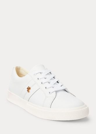 Naisten valkoiset Ralph Lauren Janson II Action -nahkaiset tennarit Naisten valkoiset Ralph Lauren Janson II Action -nahkaiset tennarit