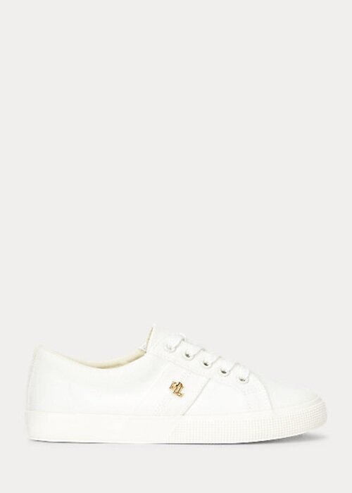 Naisten valkoiset Ralph Lauren Janson II Canvas -lenkkarit Naisten valkoiset Ralph Lauren Janson II Canvas -lenkkarit