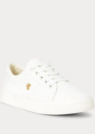 Naisten valkoiset Ralph Lauren Janson II Canvas -lenkkarit