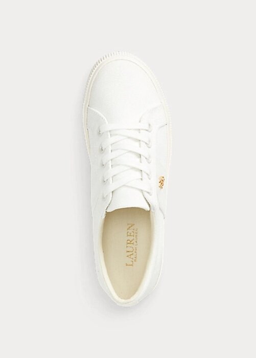 Naisten valkoiset Ralph Lauren Janson II Canvas -lenkkarit Naisten valkoiset Ralph Lauren Janson II Canvas -lenkkarit
