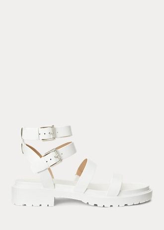 Naisten valkoiset Ralph Lauren Kayleen Nappa -nahkasandaalit Naisten valkoiset Ralph Lauren Kayleen Nappa -nahkasandaalit